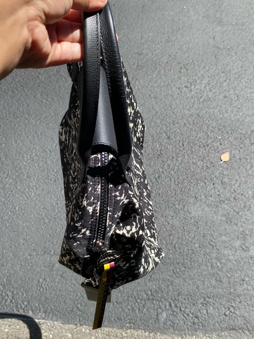 Longchamp Le Pliage Appaloosa Black White Coated Canvas Crossbody Bag Small